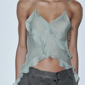 Zara Light Blue Chiffon Blouse